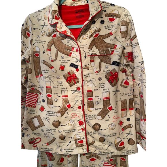 Nick & Nora How To Build A Sock Monkey 2 Piece Pajama Set Size XS ROoMY - Picture 4 of 8